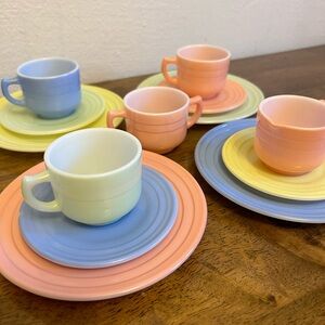 Vintage Mid Century Childrens Tea Set Hazel Atlas Glass MCM 1940s 1950s 13 Piece